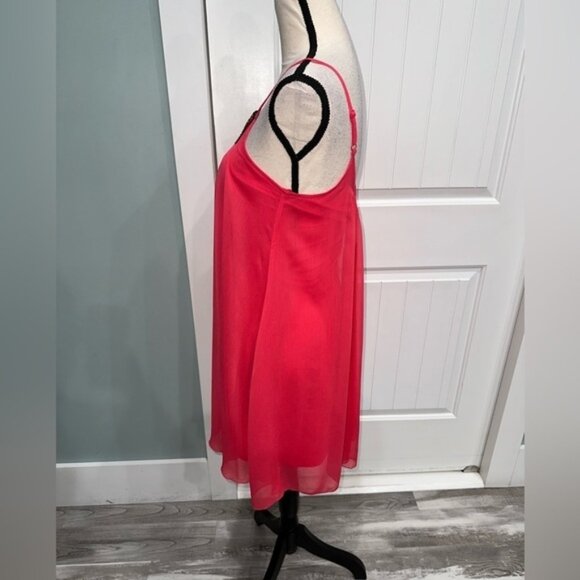 Express Pink Multi Beaded Spaghetti Strap Chiffon V Neck Dress Size S - Picture 4 of 7